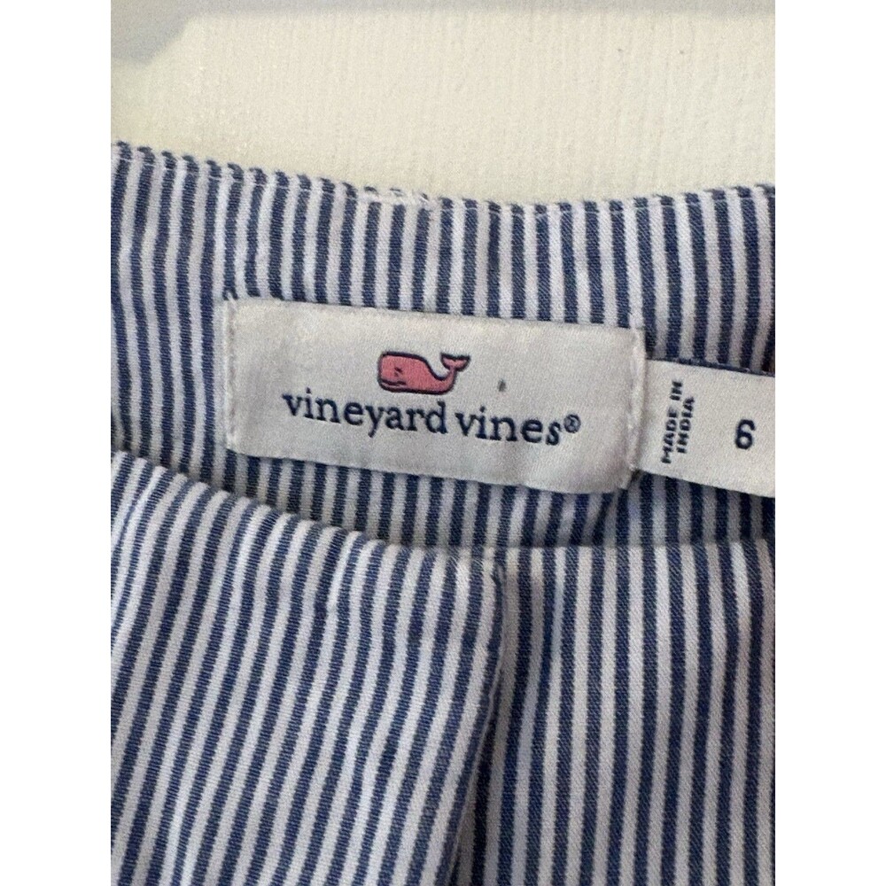 Vineyard Vines Pants Womens 6 Blue White Striped Linen Casual Lightweight - Picture 7 of 7